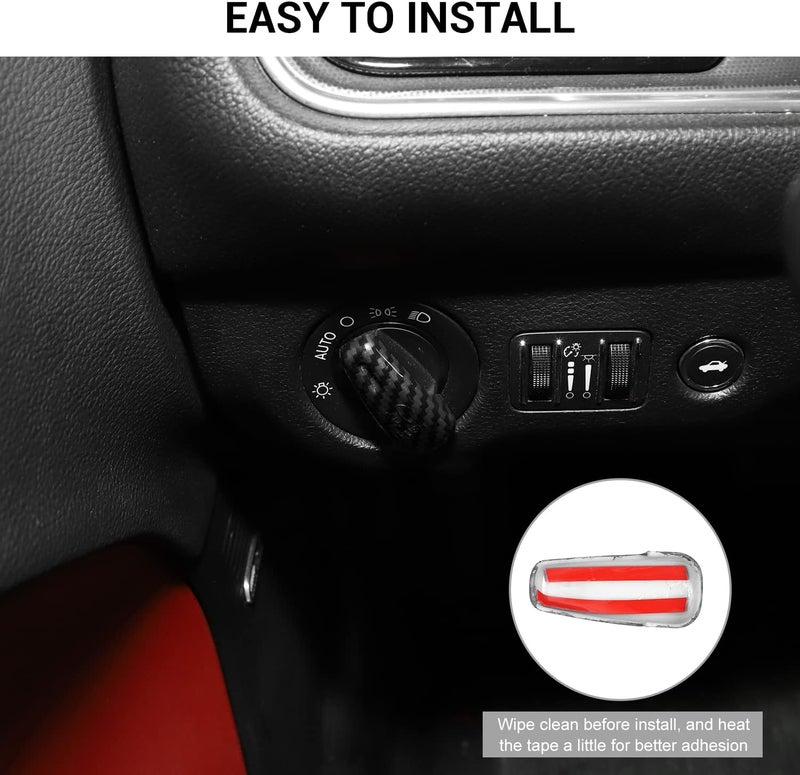 Jimen غطاء زر مفتاح المصباح الأمامي (ألياف الكربون) ل دودج تشالنجر 2015+، ل دودج تشارجر 2010+، ل دودج دورانجو 2011+ - Image 5